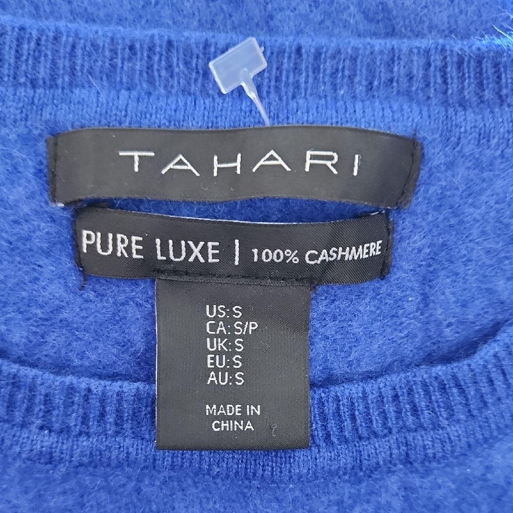 Tahari Royal Blue Cashmere Sweater Pure Luxe Size Small - Picture 3 of 4